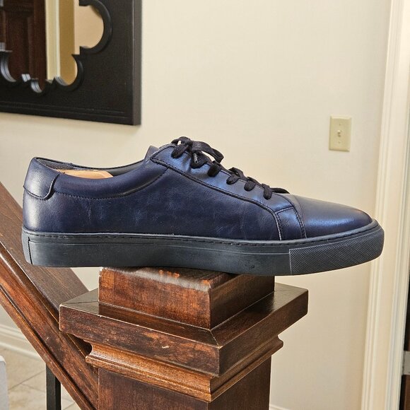 Italic Men's Cadence Tonal Midnight Blue Leather Sneakers, Sz 13 - Picture 8 of 16